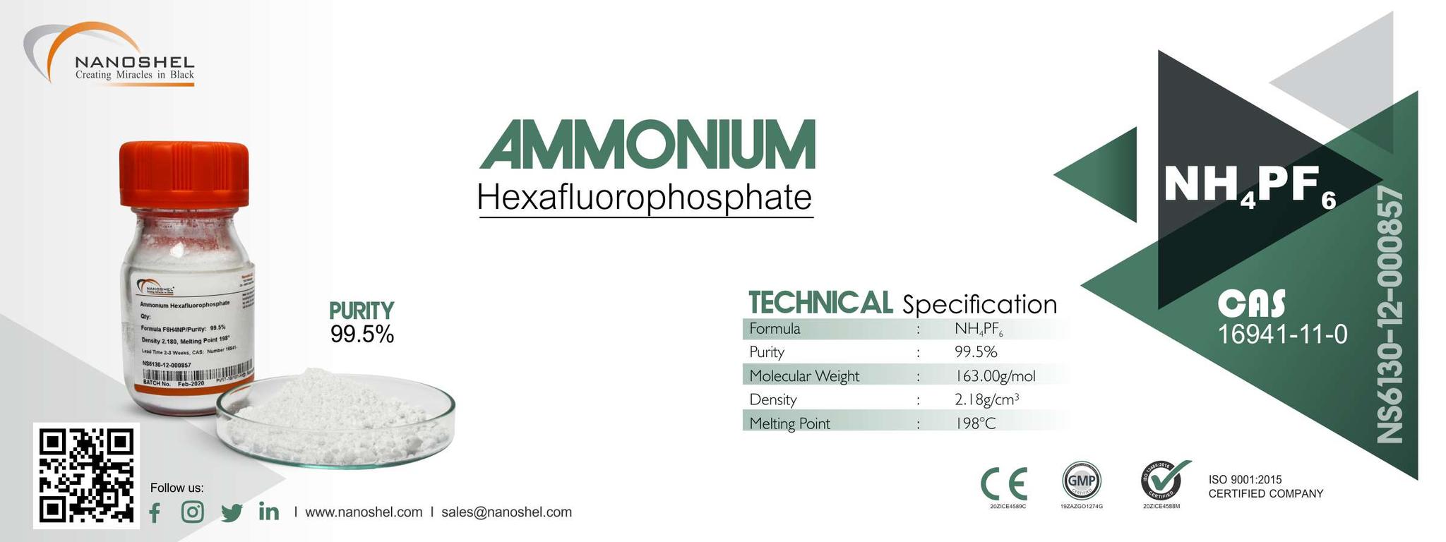 Ammonium Hexafluorophosphate High Purity Less Price