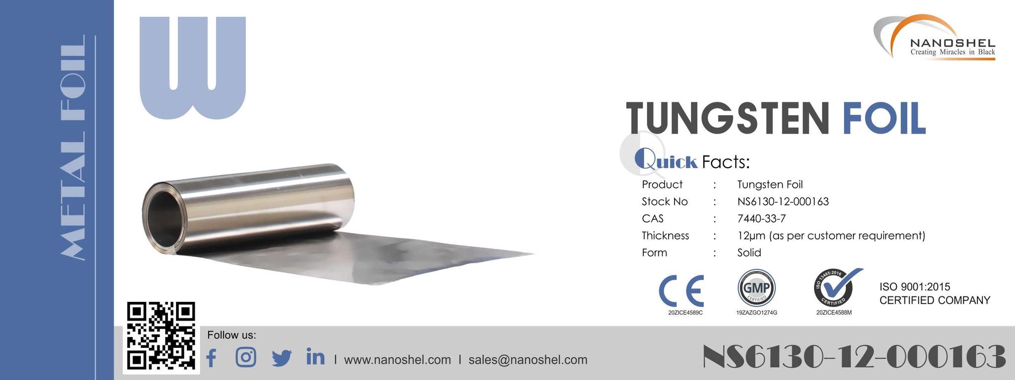 Tungsten Metal Foil Available Best Quality At Lowest Price