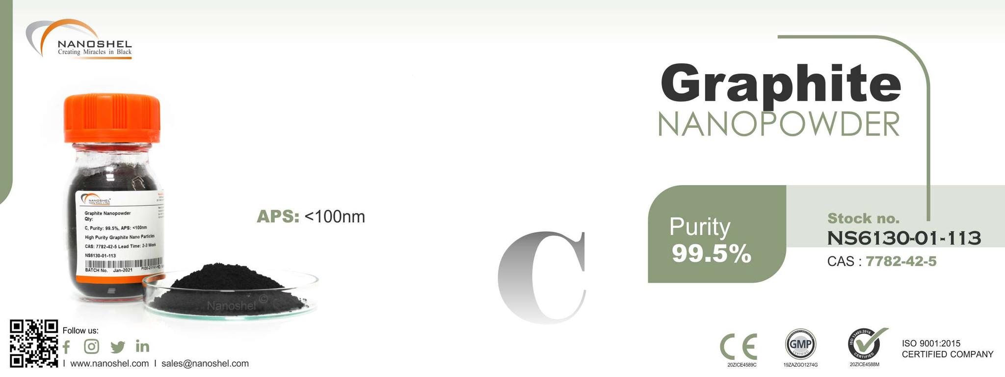 Graphite Nanoparticles (C, Purity 99.5, APS