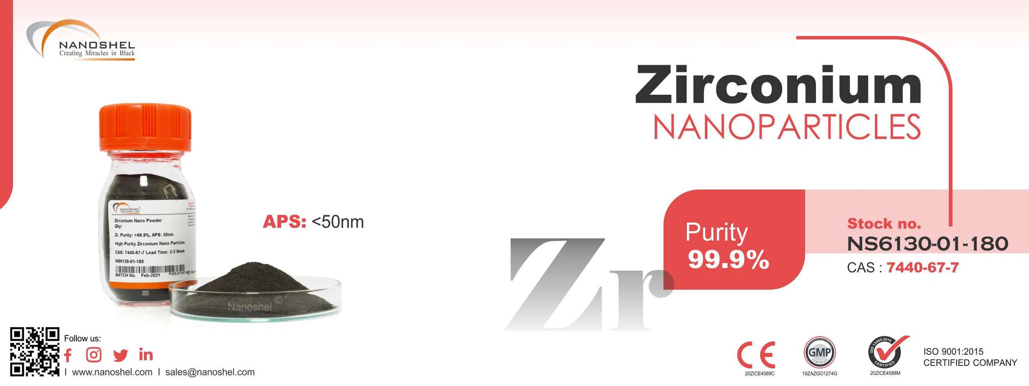 Zirconium Nanoparticles High Purity Less Price Fast Delivery