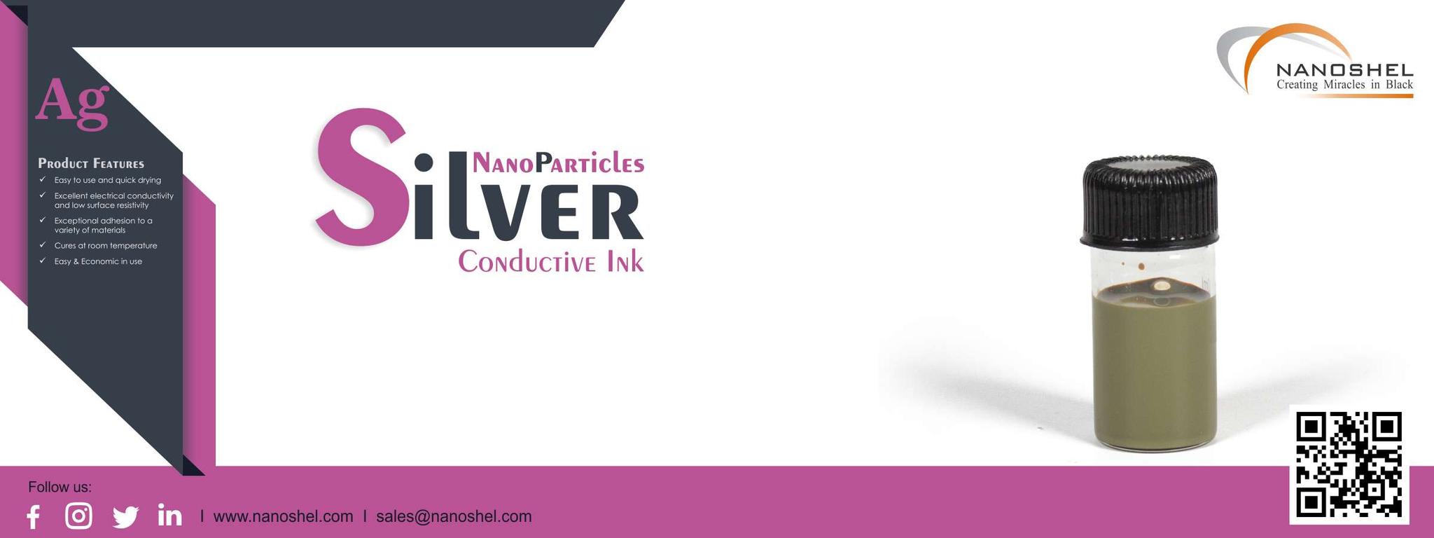 Silver Nanoparticles Conductive Ink High Purity Worldwide Delivery