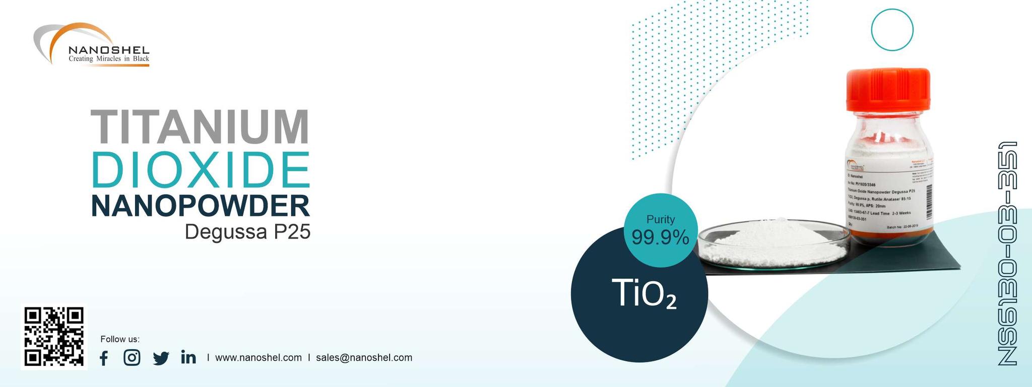 P25 Tio2 Sem Degussa p25 Titanium Dioxide Nanopowder Less Price High Purity